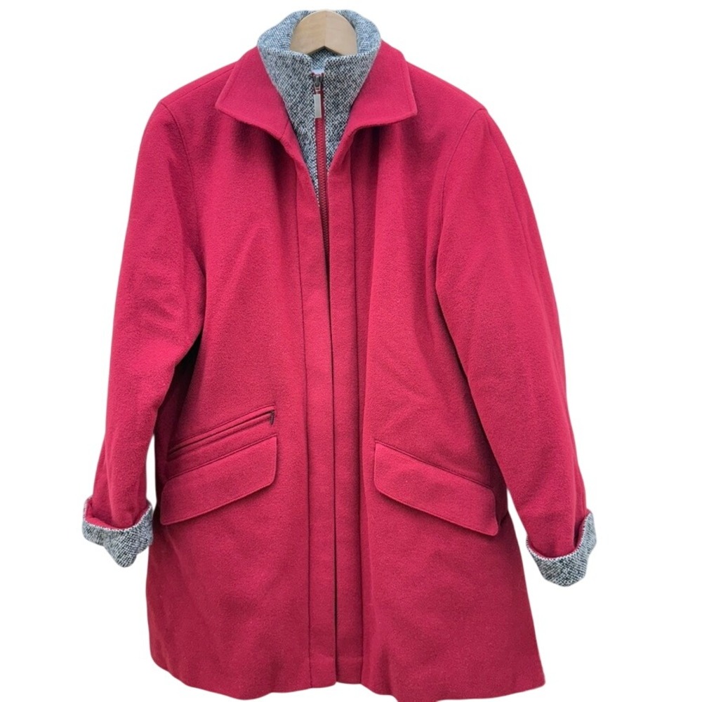 STEINBOCK Austria Red Wool Blend Zip Collar Coat Jacket Womens 8‎ Warm Outerwear